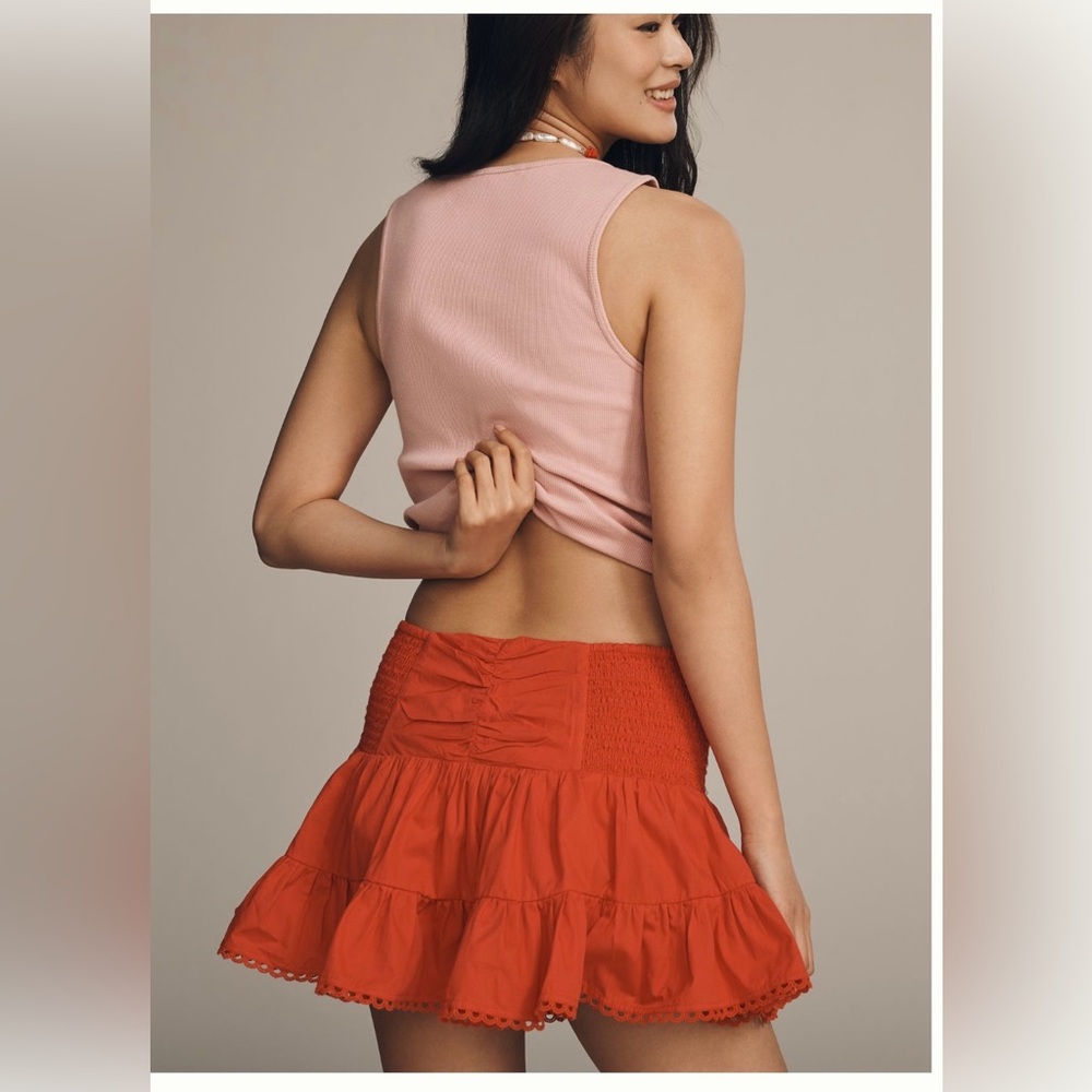 Anthropologie Maeve Flirty Tiered Mini Skirt Size L - Picture 7 of 8